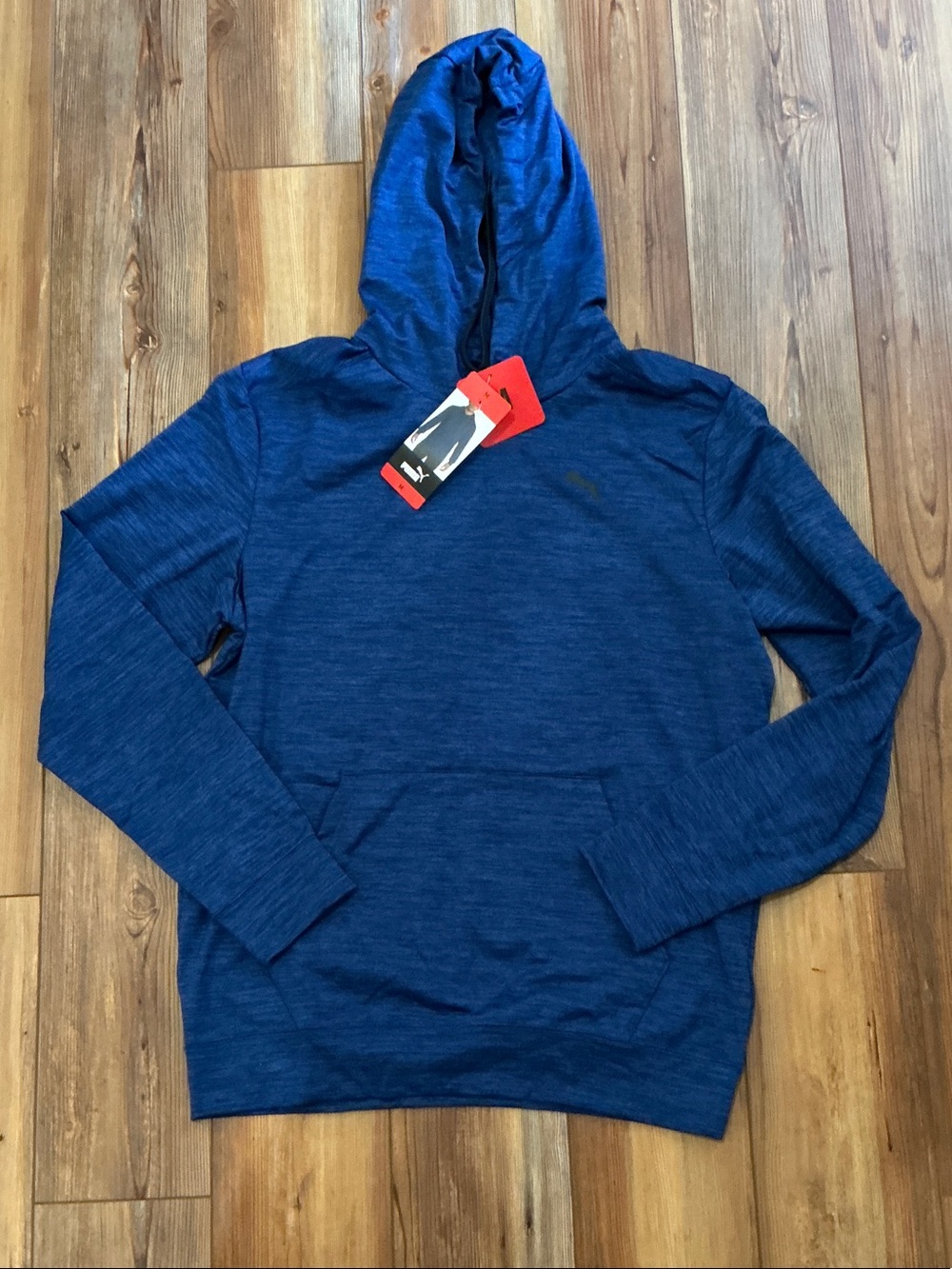 Puma Men's Heathered Navy Blue Hooded Pullover